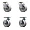 Service Caster 4'' V-Groove Semi Steel Caster Set with Bronze Bearings 2 Swivel 2 Rigid, 4PK SCC-20S420-VGBZ-2-R-2 - alternate 1